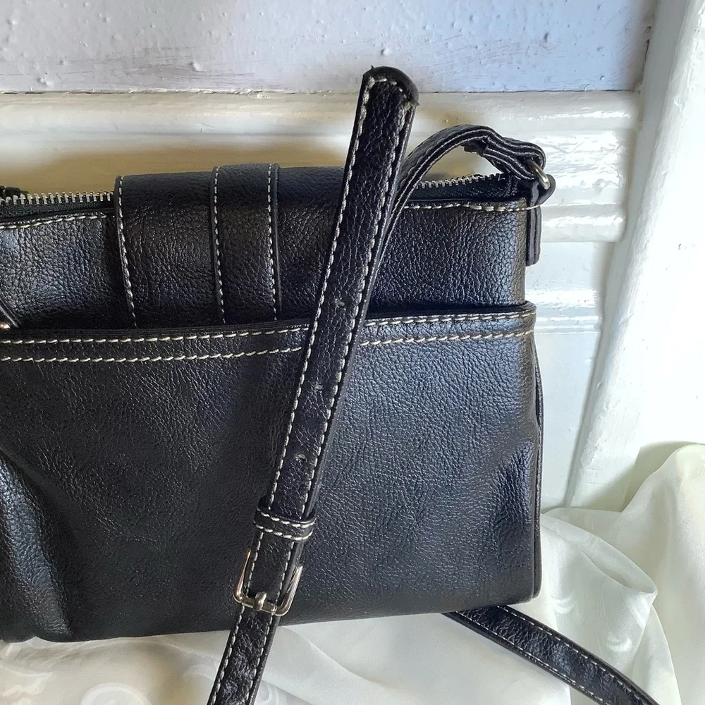 Nine West 3 Compartment Shoulder Bag Black Leopard print lined
